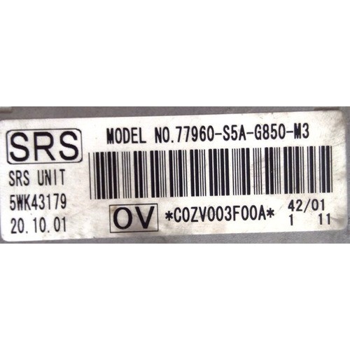 Módulo Air Bag Honda Civic 2001 2002 2003 2004 2005 2006